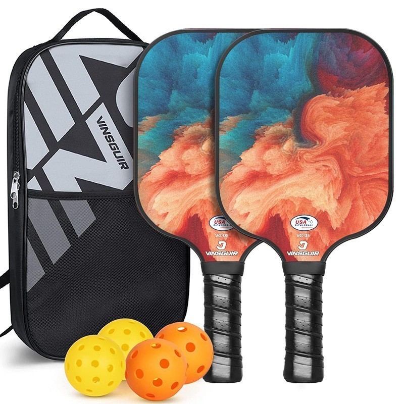 4 Design Pickleball Paddle Racket Fiberglass Set Cushion Grip Build Up ...