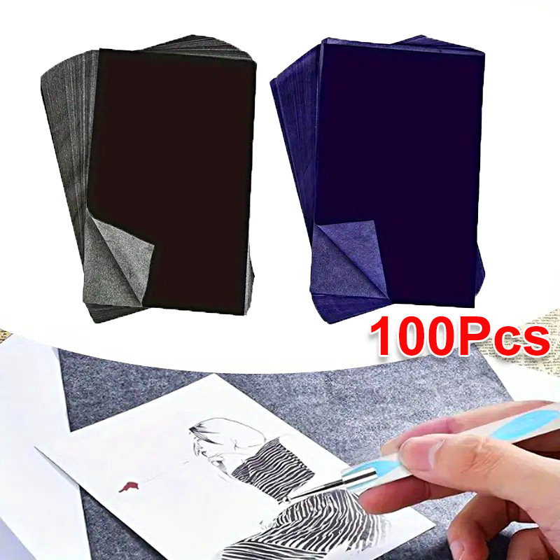 100pcs A4 Carbon Paper Black Blue Legible Graphite Transfer Tracing ...