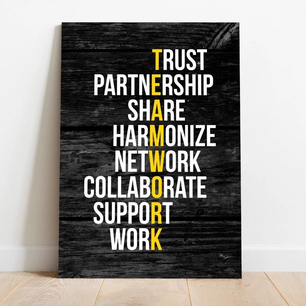 Teamwork Poster Teamwork Definition Meaning on MDF Wood Perfect for ...