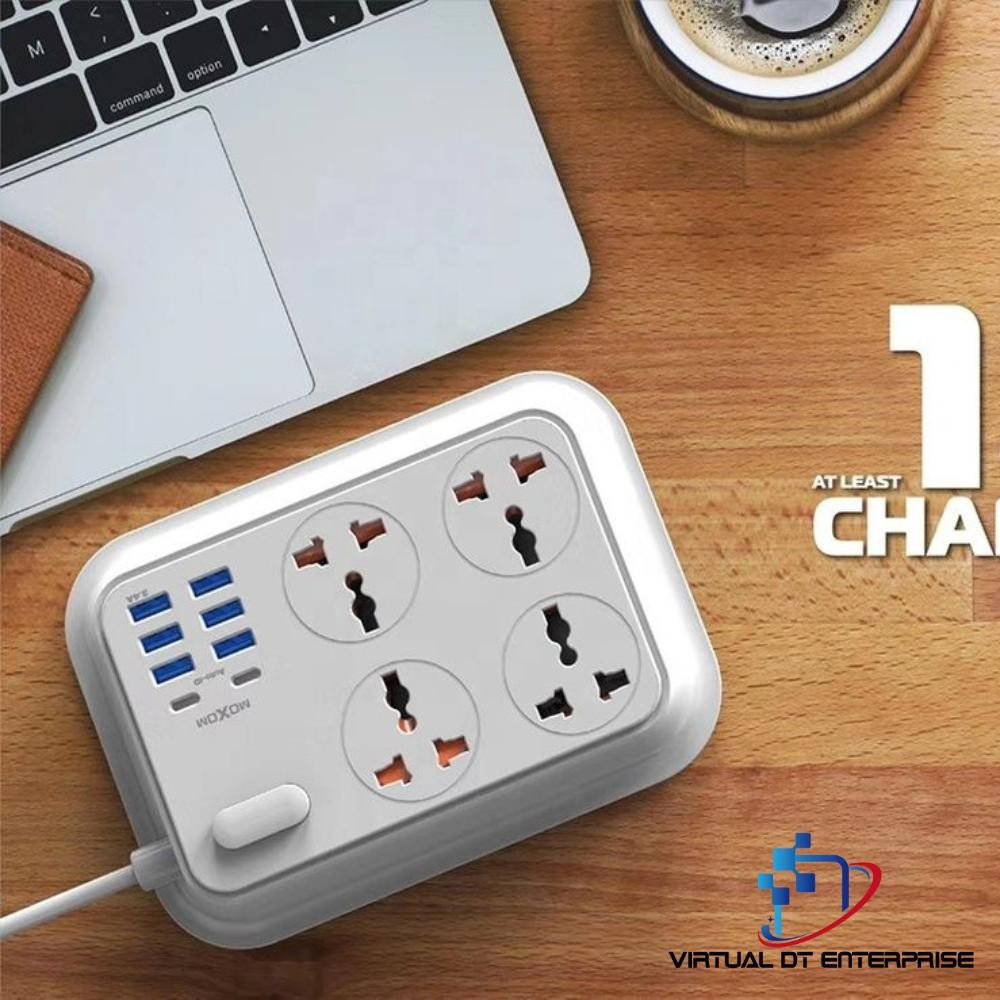 MOXOM MX-ST06 3.4A 6 USB Ports+2 PD Type-C+4 Universal Power Socket ...
