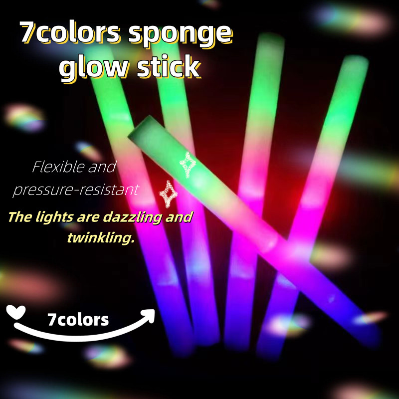 7-Colorful LED Foam Stick Glow Sticks Cheer Tube RGB LED Glow in the ...