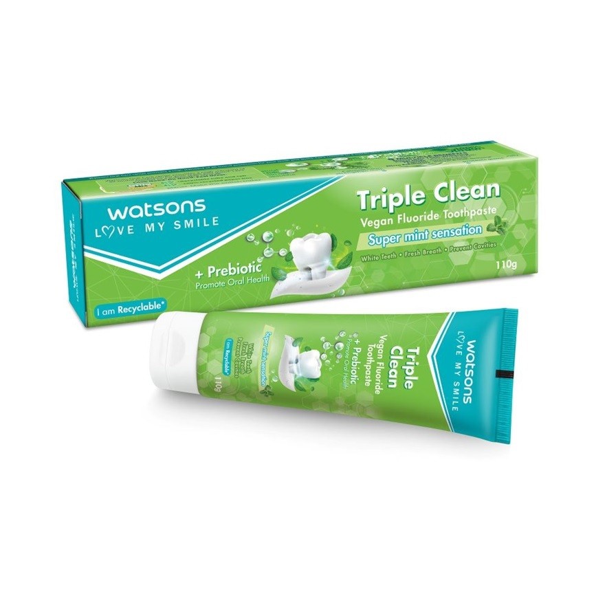 WATSONS Triple Clean Fluoride Vegan Toothpaste 110g | Shopee Malaysia