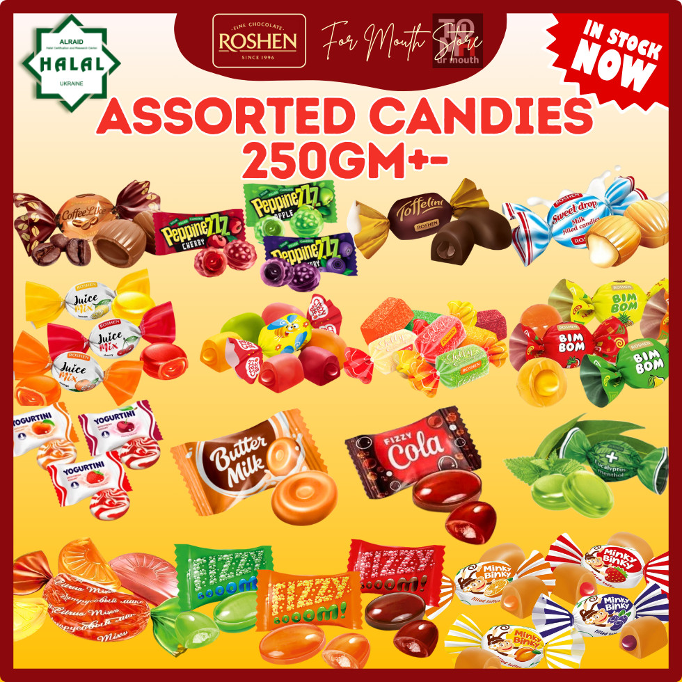 250GM ROSHEN Candy Assorted Mix Candy Crazy Bee Peppinezzz Sour Candy ...