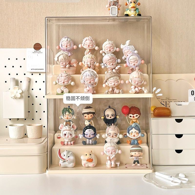 Acrylic Transparent Display Box Ladder Shelf Pop Mart Figure Display ...