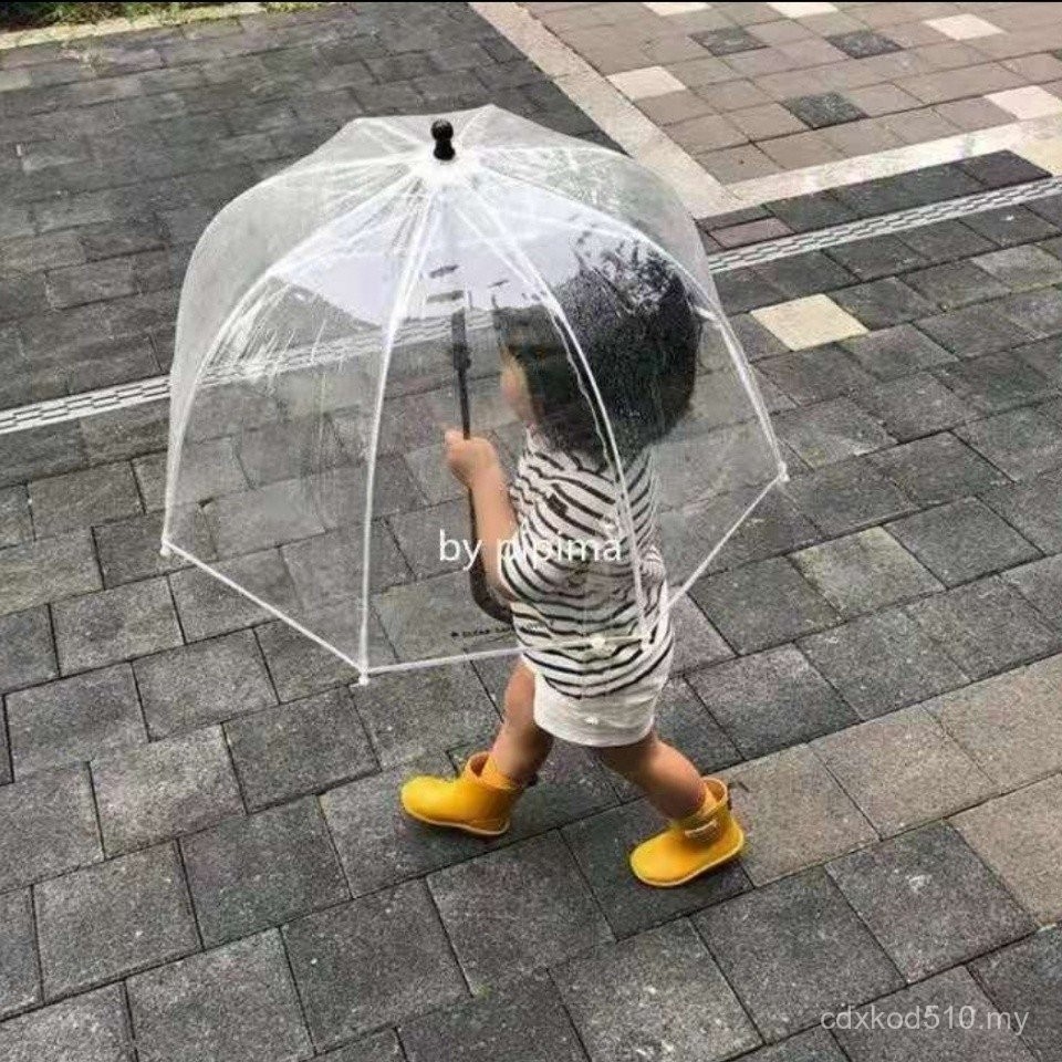 Paraguas Infantil Transparente Con Gotas De Colores – Automático, Antiviento Y Seguro – Diámetro 67.5 Cm