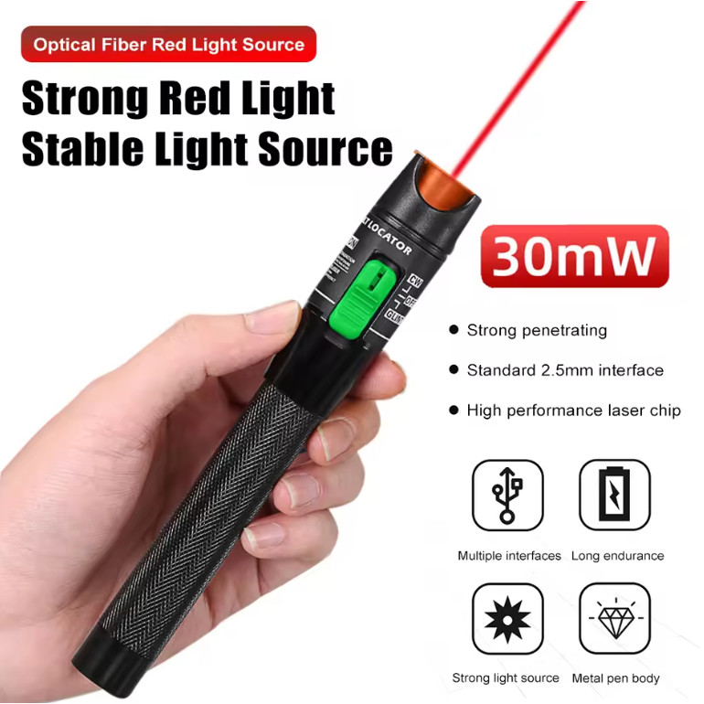 30MW FTTH Fiber Optic Tester Pen Type Red Laser optical fiberLight 30KM ...