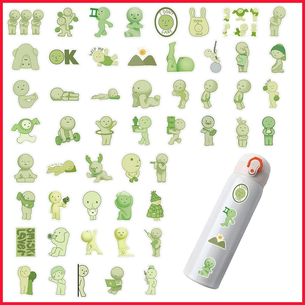 Cartoon Green Little Man Graffiti Stickers 50 Sheets Cartoon Little ...