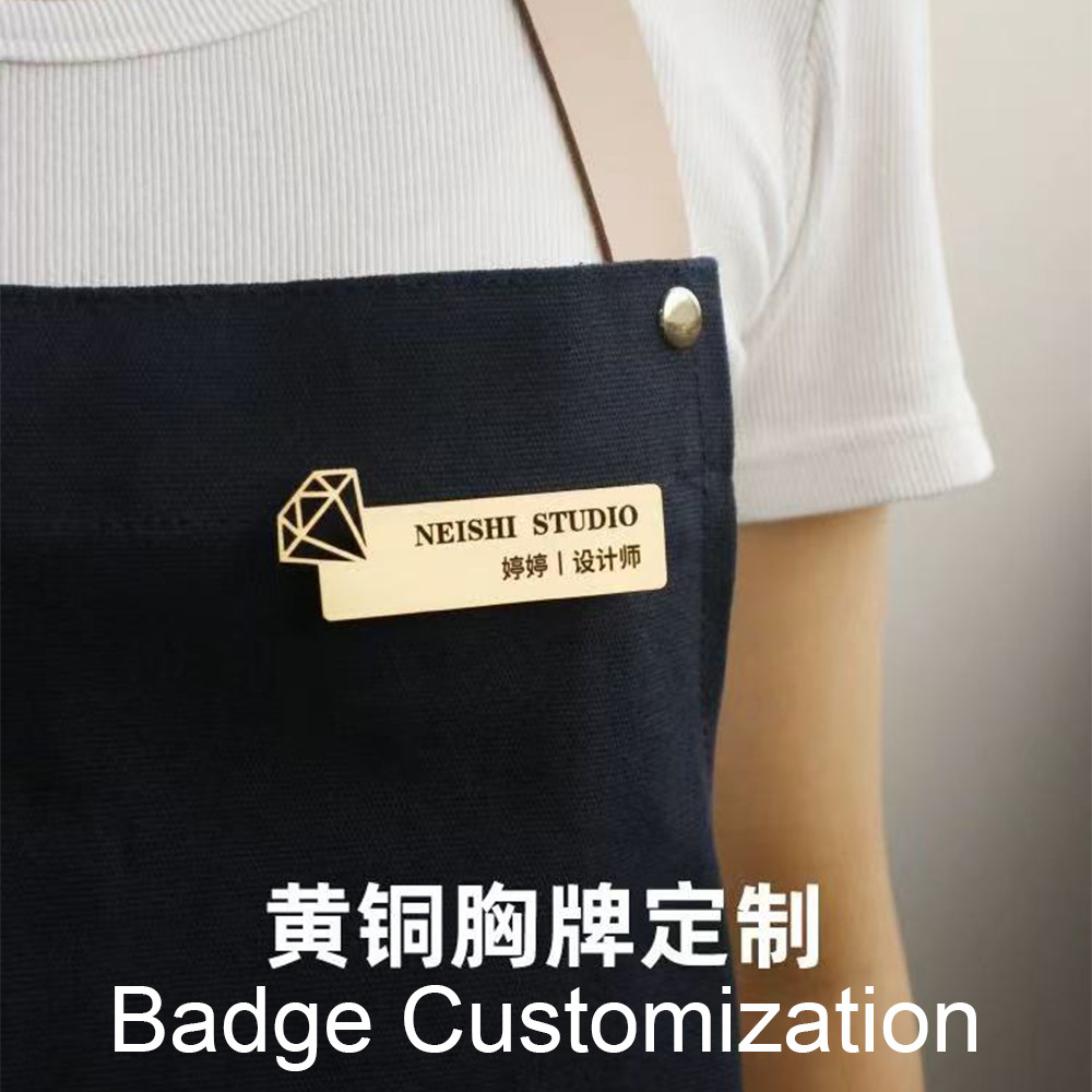 Brass Badge Custom Made Brooch Work Badge Logo Printing Employee Name
