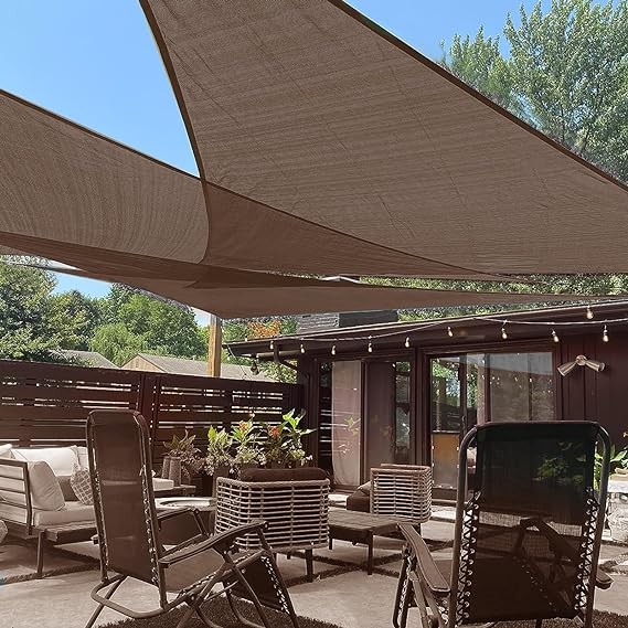 [Durable 7 Years+] Brown Awning Triangular Awning Balcony Outdoor ...