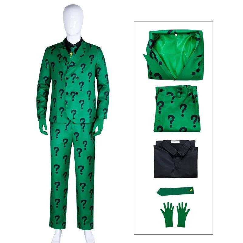 Edward Nygma Cosplay Green Adult Halloween Costume DC Villain Riddler ...