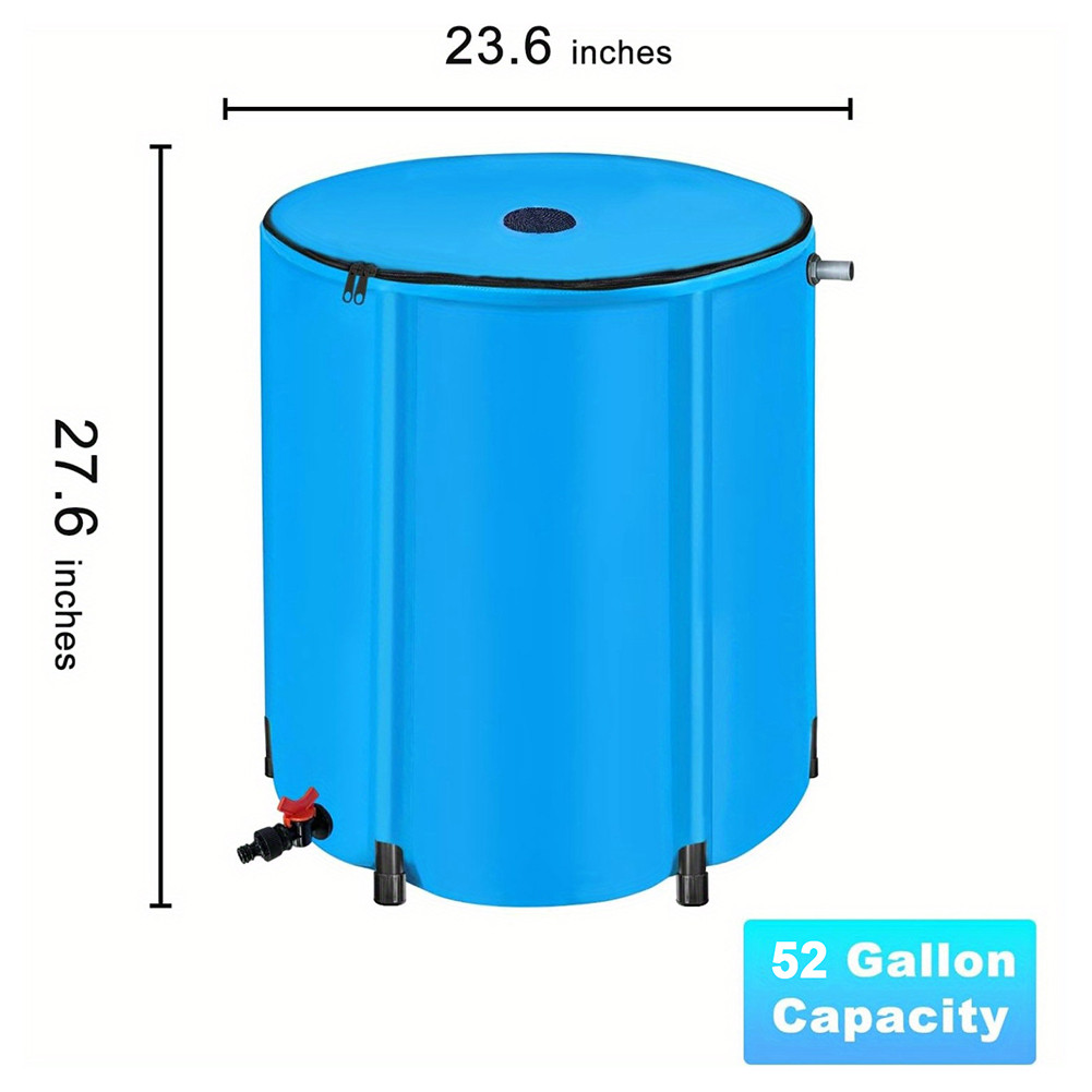 52 Gallon Collapsible Rain Barrel PVC Portable Water Storage Tank for ...