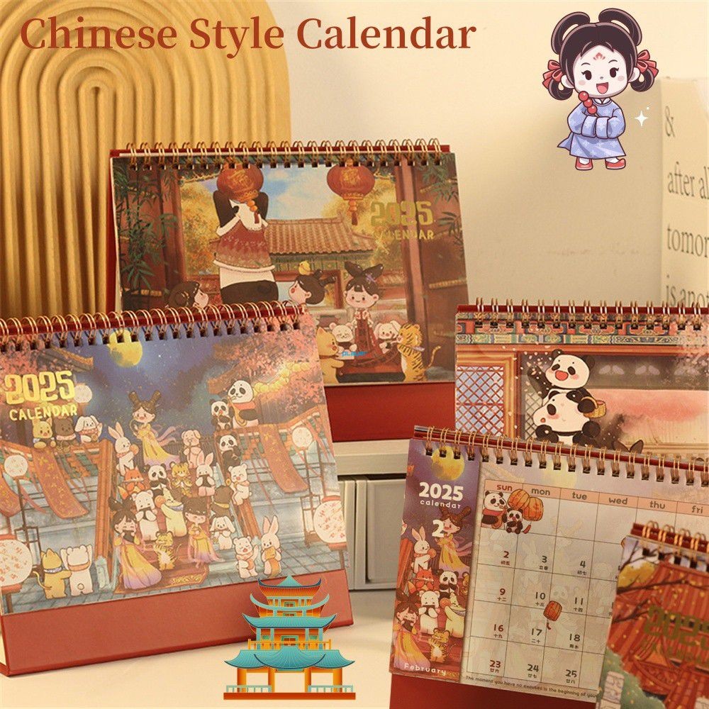 ⚡READY STOCK⚡ 2025 Desk Calendar Chinese Style Calendar Creative ...