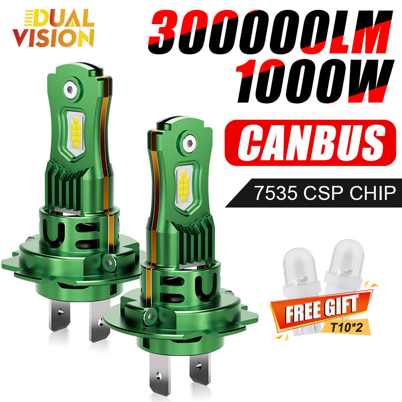 2PC 1000W H7 LED Headlight Bulb Mini Wireless 7535 CSP Chips for Car ...