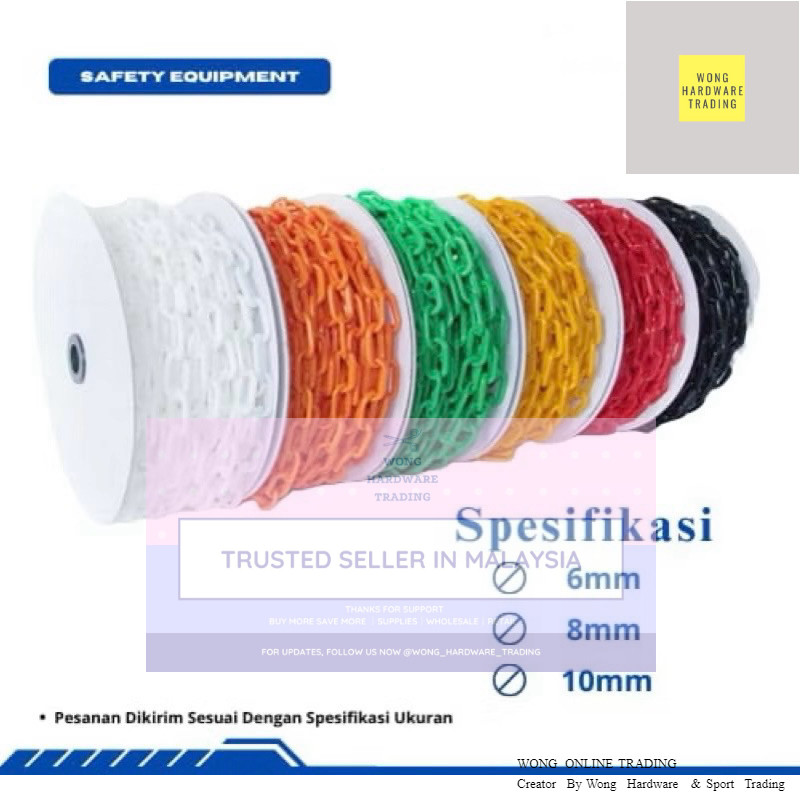 All New PVC Plastic Chain 6mm / 8mm Red White Yellow Green Blue ...