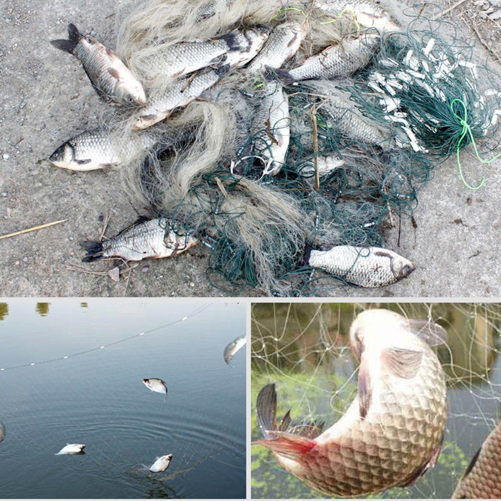 Nylon Fishing Net Fish Mesh Trap Three Layer Monofilament Gill Nets ...