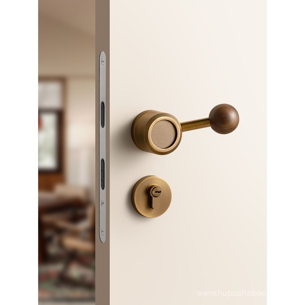 Retro Bedroom Door Lock Household Room Magnetic Silent Split Room Door ...