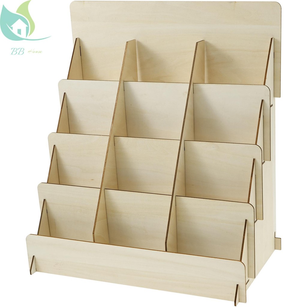 Wooden Sticker Display Rack 4 Tier Greeting Card Display Stand for ...