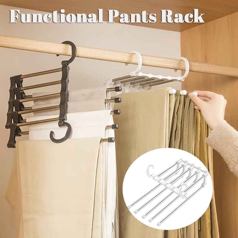 5 in 1 Stainless Steel Pant Hanger Functional Pants Rack Trouser Rack ...