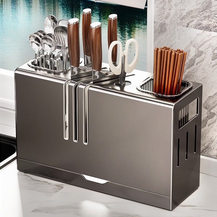 New Kitchen Knife Rack Shelf Multifunctional Countertop Wall-Mounted ...