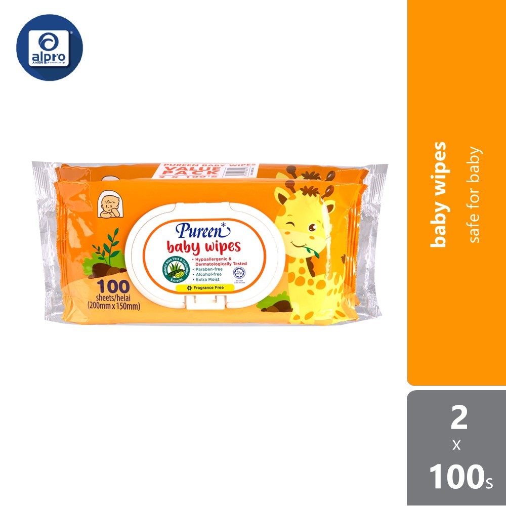 Pureen Baby Wipes Fragrance Free 100s x 2 | Value Pack | Shopee Malaysia