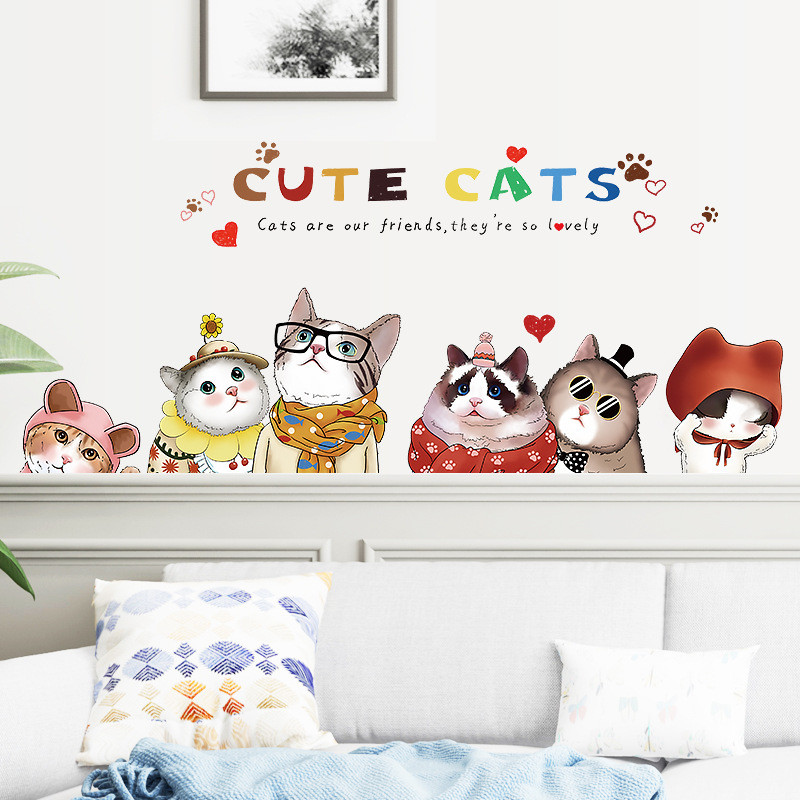 Cute Cat Bedside Bedroom Sofa TV Cabinet Restaurant Pet Shop Background ...