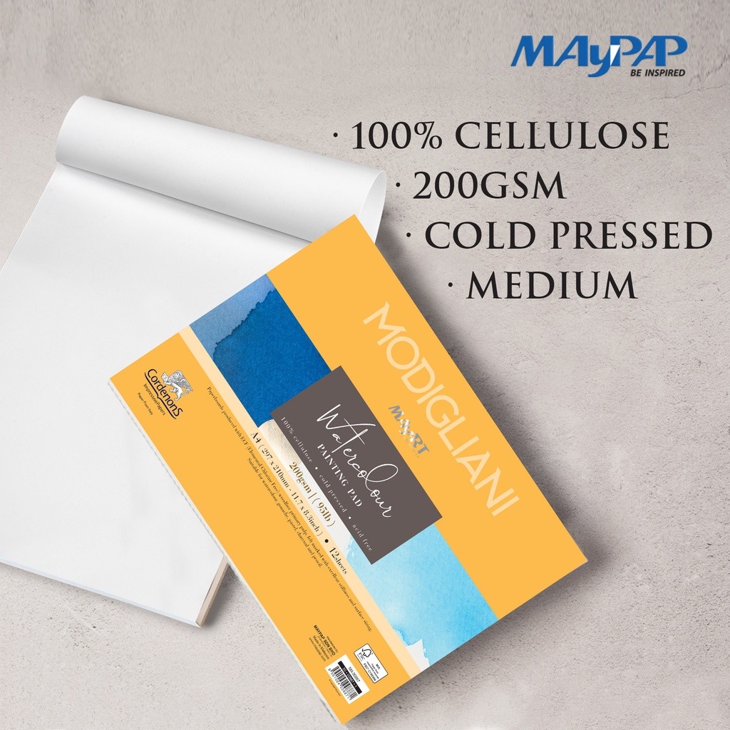 MayArt Modigliani Watercolour Paper Pad 200gsm 100% Cellulose Cold ...