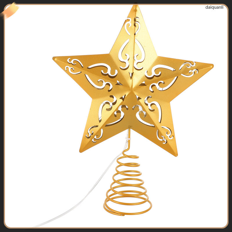 Lighted Christmas Tree Topper Star Gold Decor Golden Wrought Iron ...