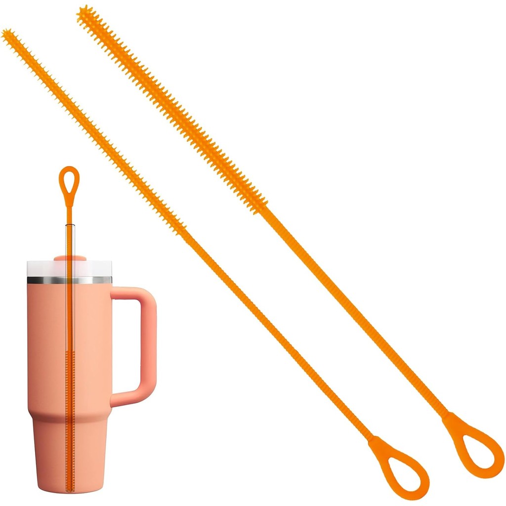 2Pcs Silicone Straw Cleaner Brush, 9.84in Reusable Straw Cleaner
