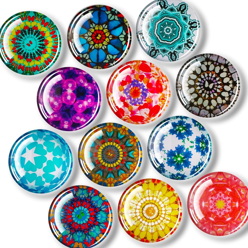 FINDMAG 12 Pcs Glass Fridge Magnets, Cute Fridge Magnet Sticker, Strong ...
