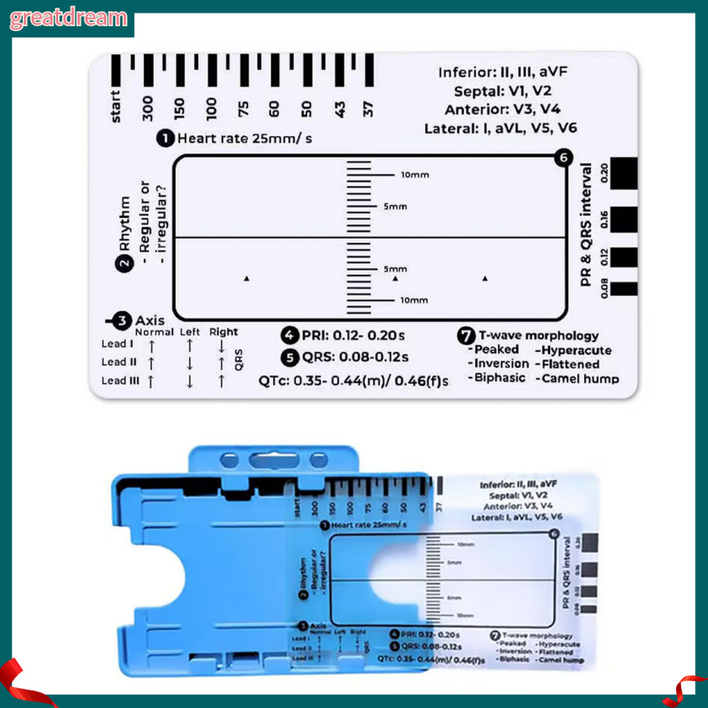 greatdream| 7 Step Ruler Portable Ecg-interpretation Pocket Reference ...