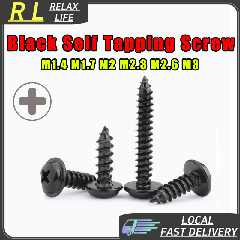 M1.6 Screws M2 M2.5 M3 Round Pan Head Phillips Machine Screws - Black Zinc Electronic Screws Assortment Of Hardware Screws