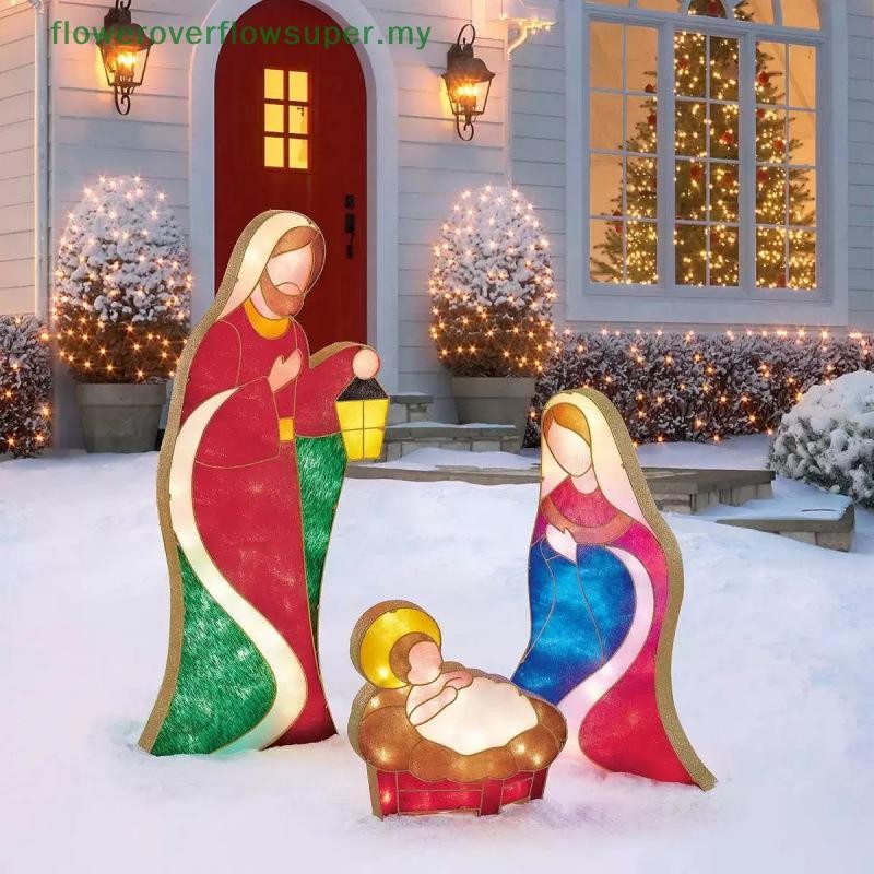 FSMY Outdoor Christmas Decorations Lighted Outdoor Nativity Set For ...