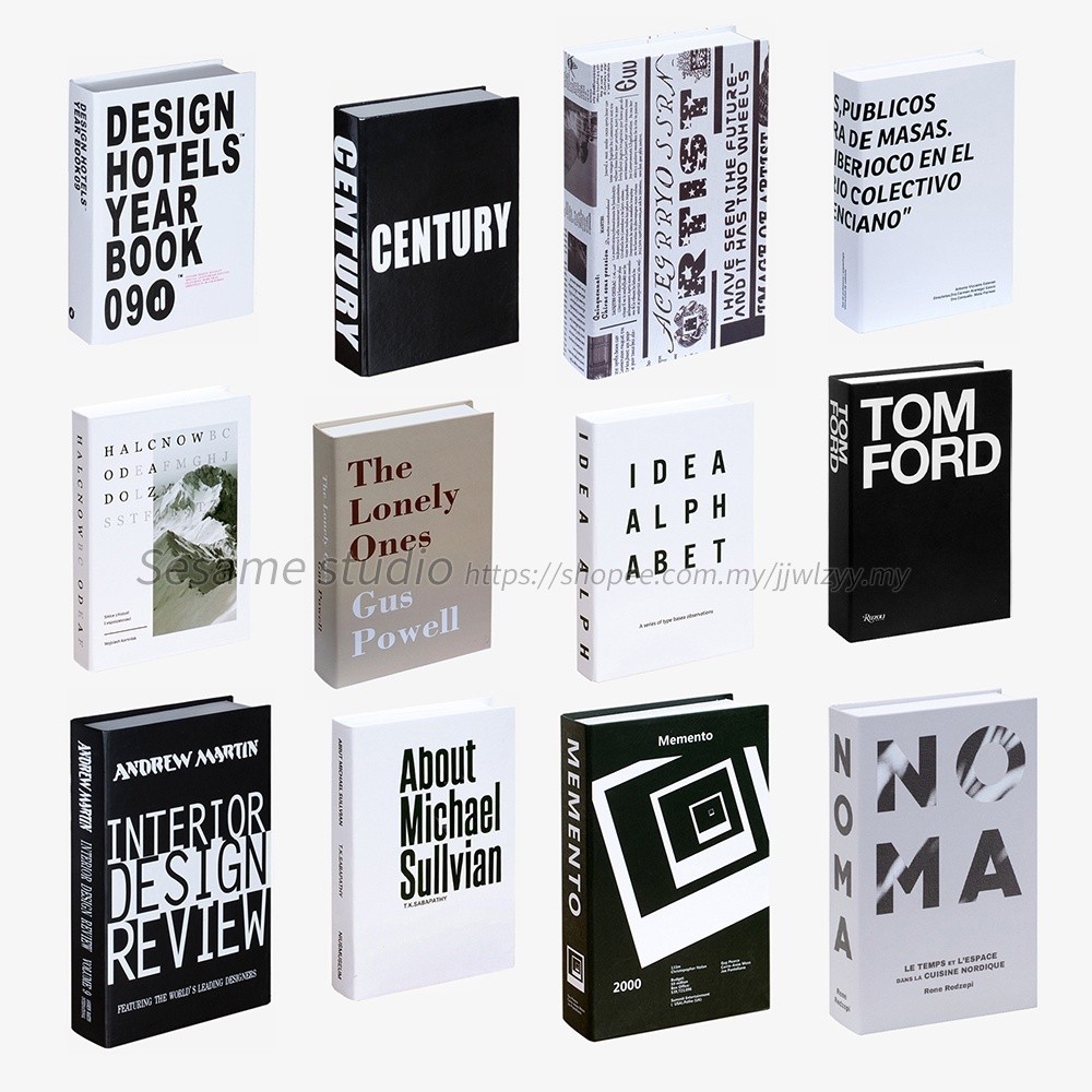 Simple English Black and White Fake Books Creative Minimalist Text ...