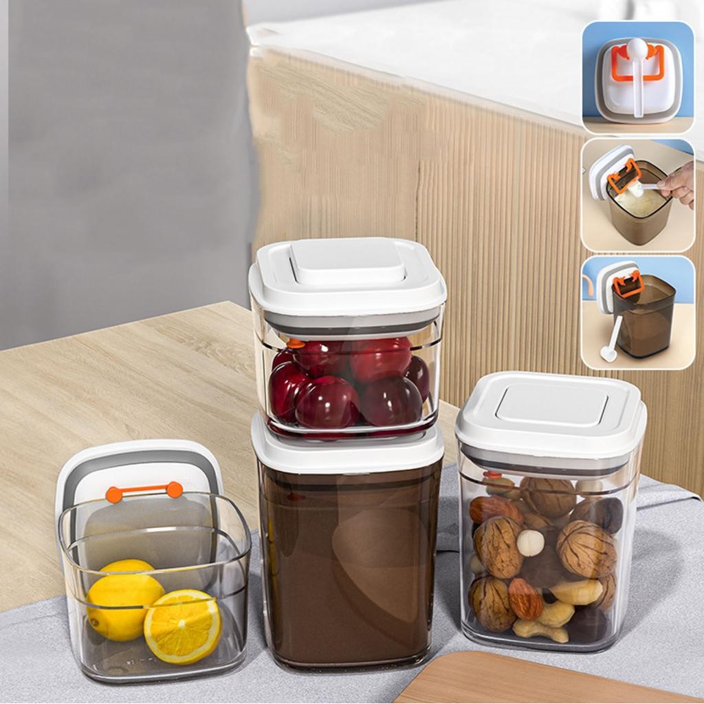Sakurabc Food Organizer Bin Space Saving Stackable Push Switch Lid ...