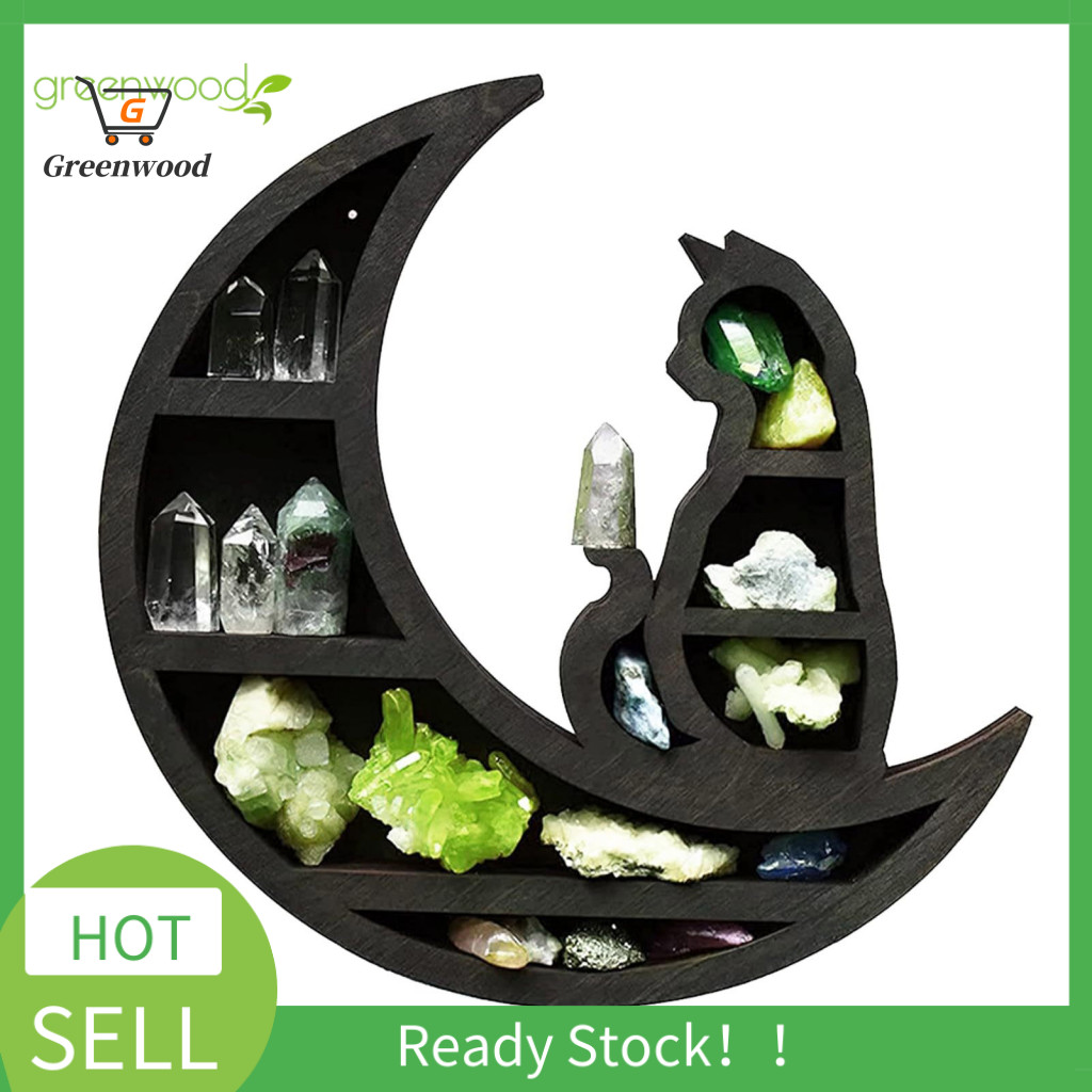 GRA Wooden Moon Shelf Organizer Wall-mounted Wooden Shelf Boho Moon ...