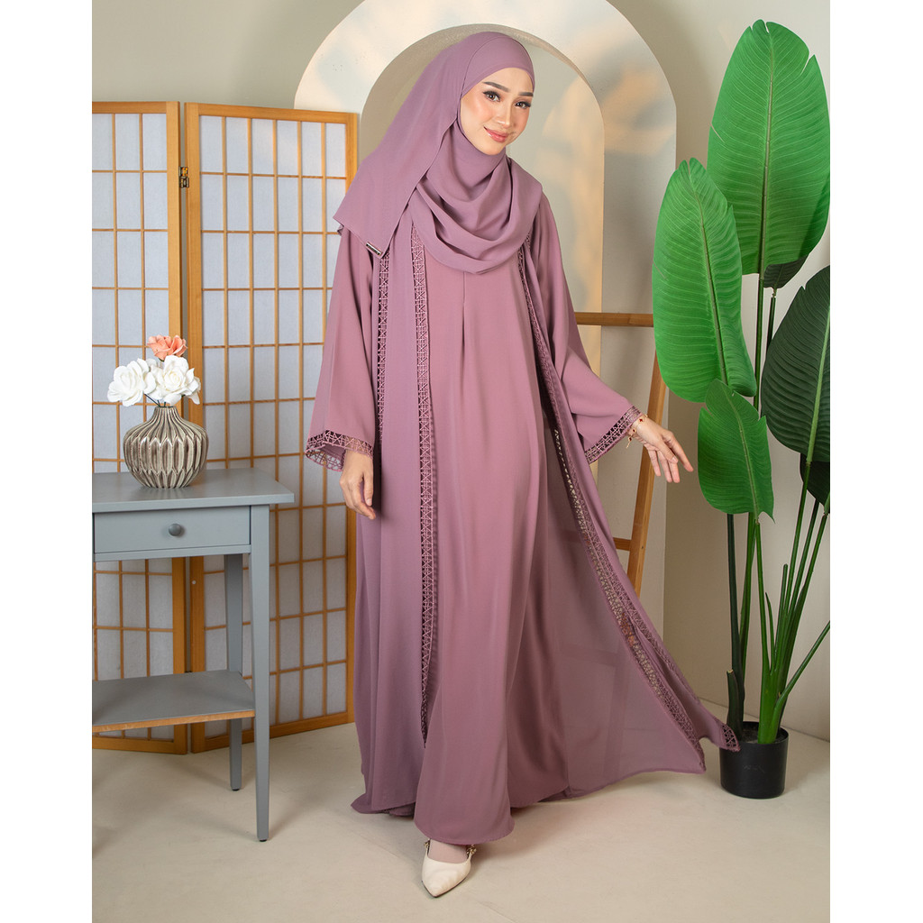 ABAYA ADEEBA - EBA02 (DUSTY PINK) *FREE SHAWL | Shopee Malaysia