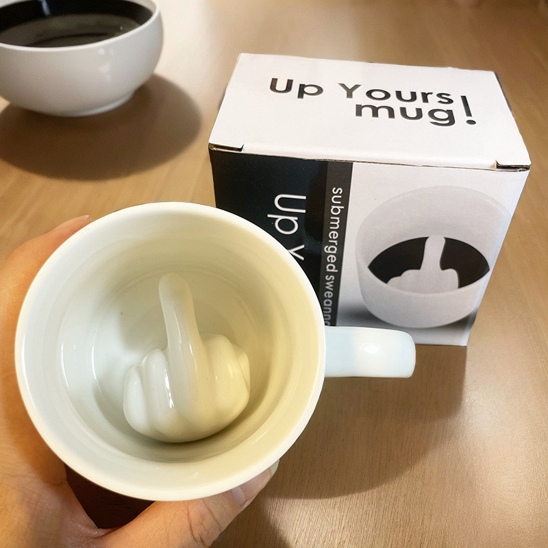 Middle Finger Ceramic Novelty Coffee Mug, Funny Rude Cup for Adults ...