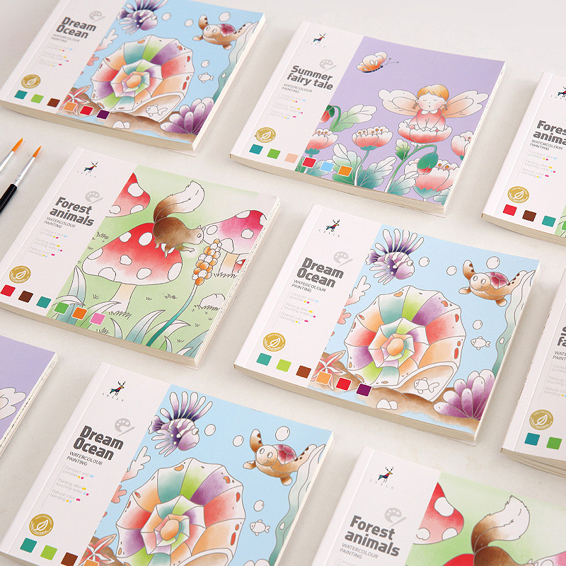 Sewroro 4pcs Watercolor Workbook For Beginners Mini Sketchbooks