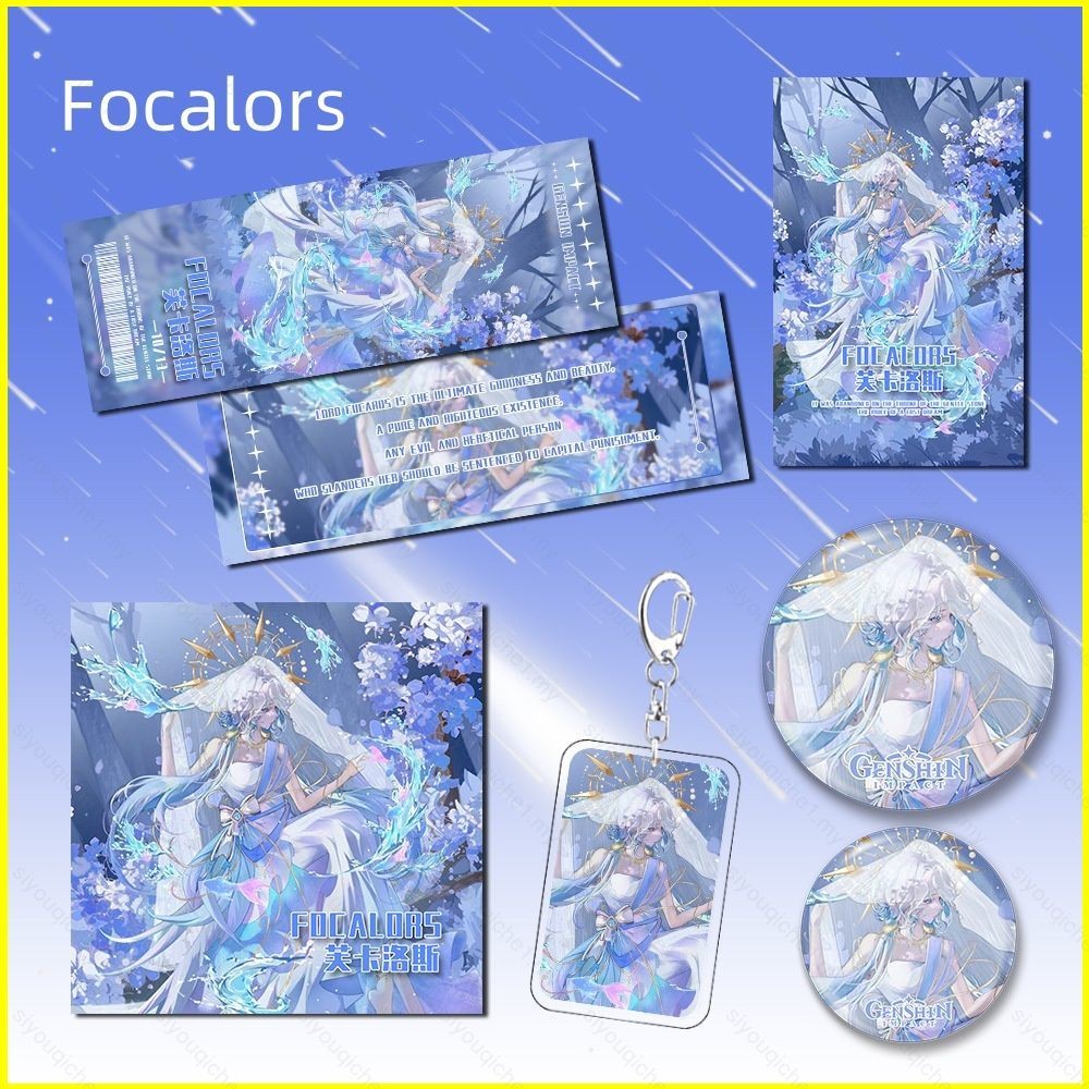 MayDee Accessoires Genshin Impact Furina Focalors - Lot 4 Pendentifs Goutte Cristal Bleu