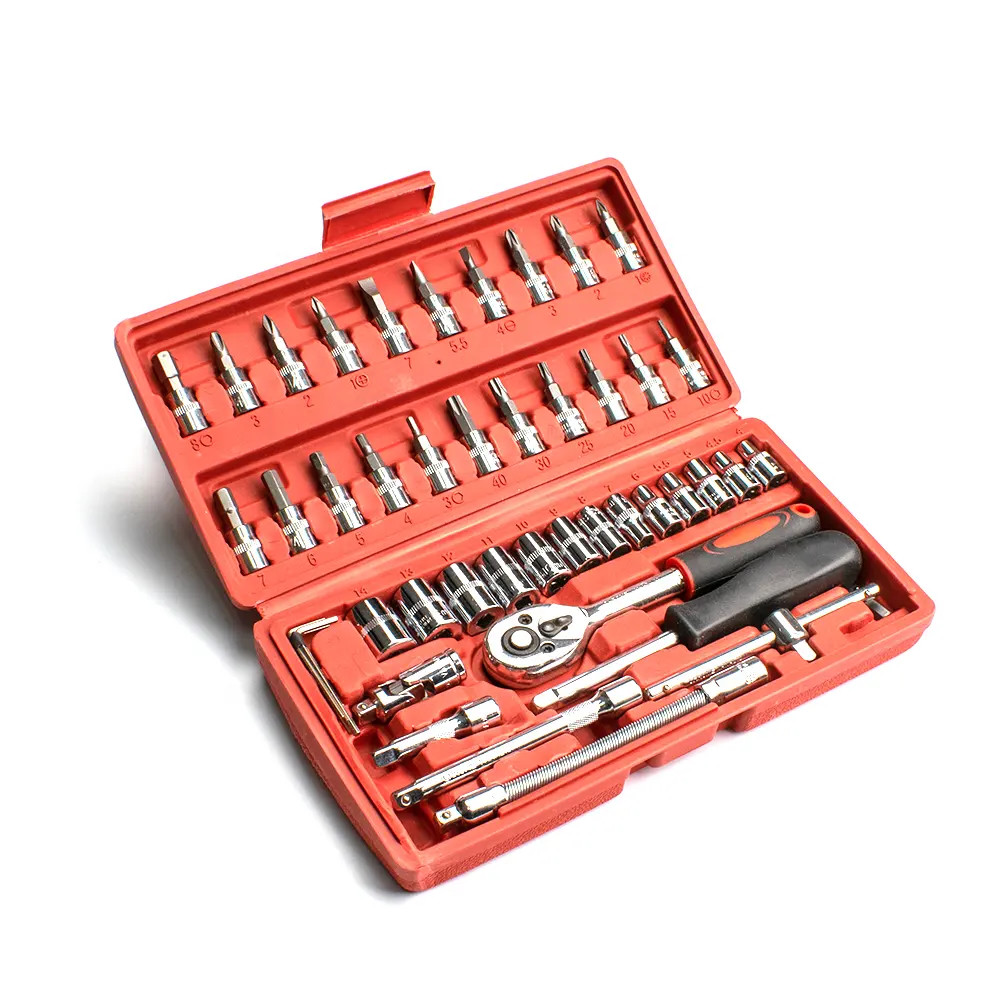 Chrome Metric Socket Set Tool Box Set 46pcs Ratchet Spanner Wrench Set ...