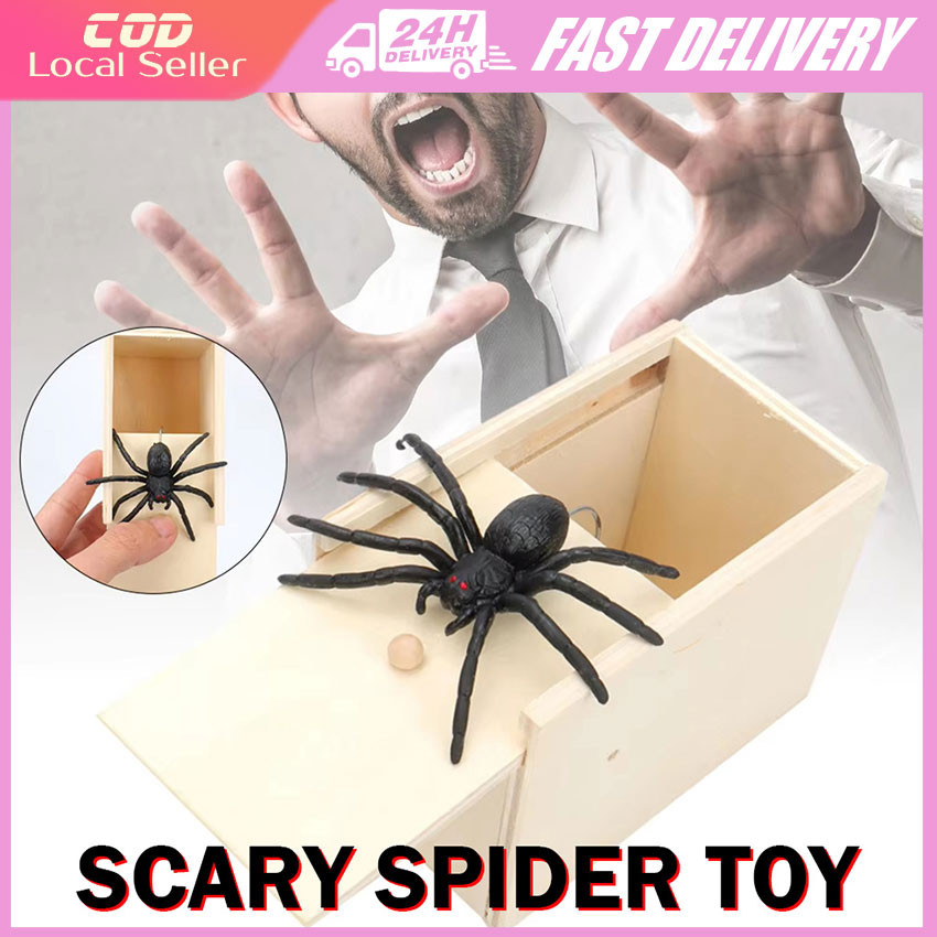 Spider Startled Wooden Box Spoof Creative Tricky Toy Spider Tricks Box ...