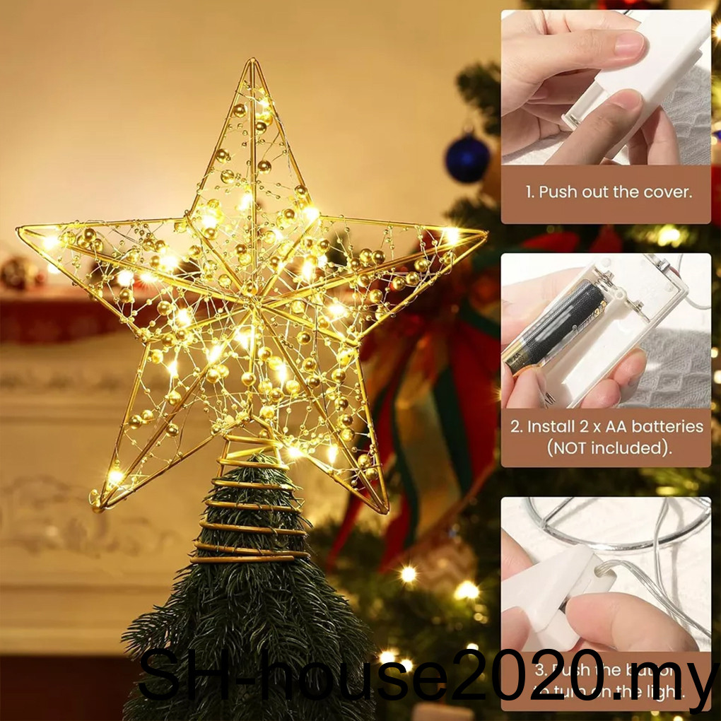 Sturdy Iron Wire Xmas Tree Topper With Glitter Star Glitter Christmas ...