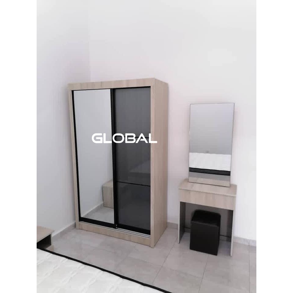 Harga Kilang Bedroom Set Wardrobe 4x6ft Almari Baju Dressing Table Meja ...