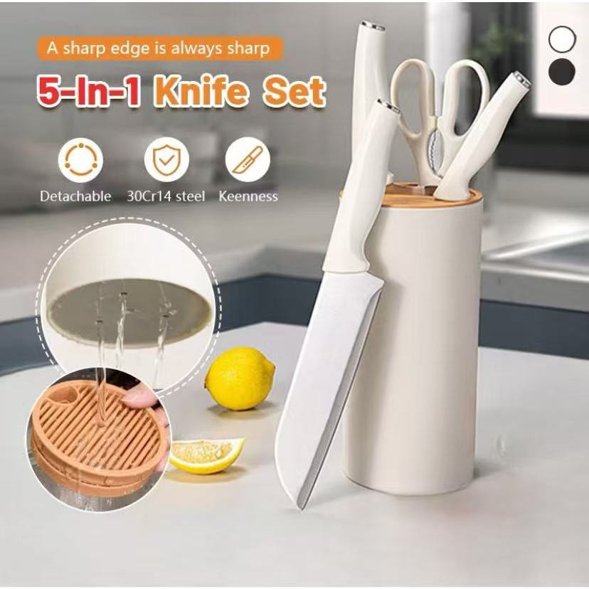 SW_ Premium White Knife Set With Holder Made In Japan Kitchen Knife Set