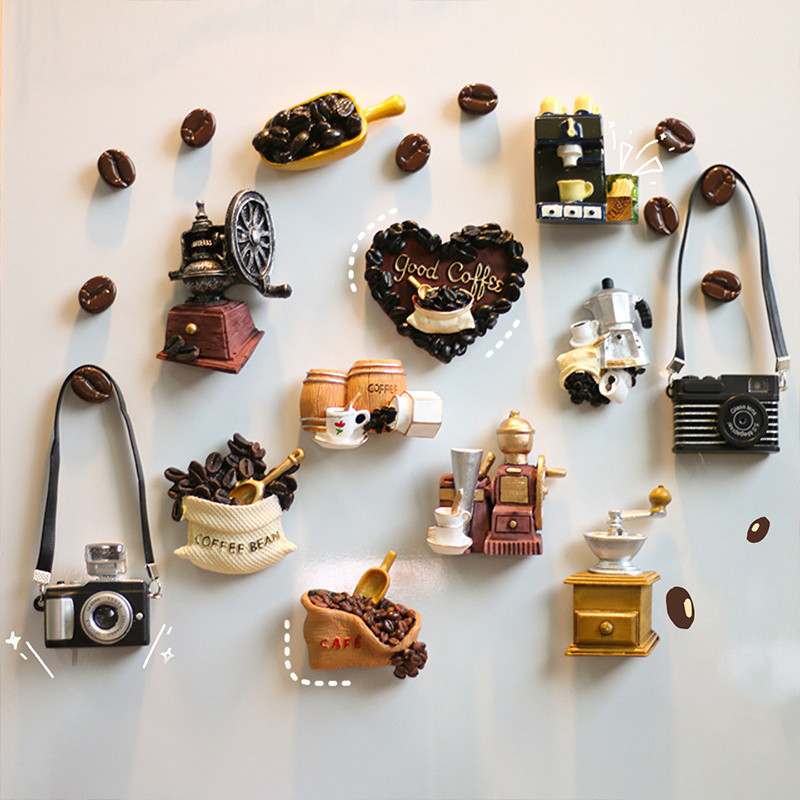Coffee Maker Magnets Resin Fridge Decor Simulated Groceries Fridge ...