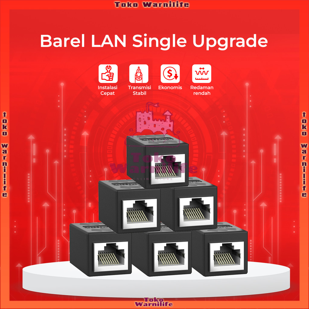 HITAM Rj 45 Barrel Connector Good Female to Female Black Iron Barrel ...
