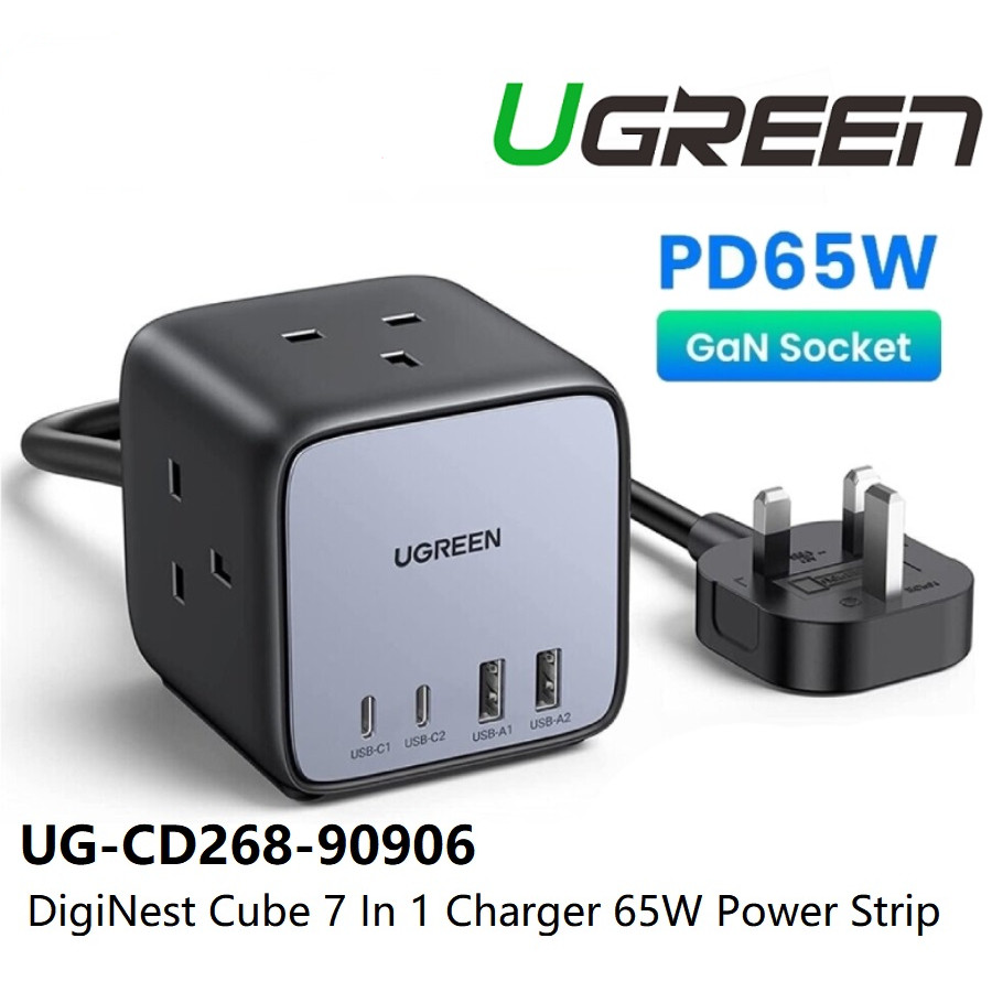 UGREEN CD268 7 IN 1 CHARGER 65W POWER STRIP DIGINEST CUBE GAN EXTENSION ...