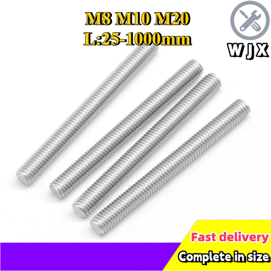 304 Stainless Steel Screw Rod Threaded Screw Full Threaded Strip Full ...