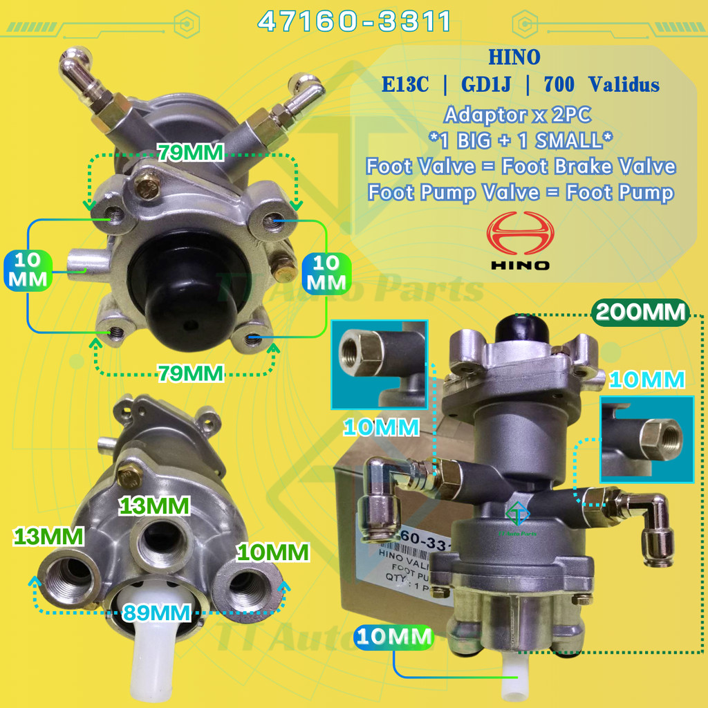 Foot Brake Valve Hino Validus GD1J [Foot Pump Valve = Foot Pump = Foot ...