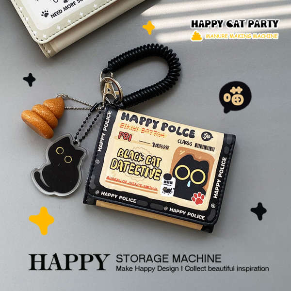 HAPPY original cortex FBI black cat wallet Korean version student meal ...